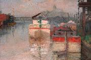 Carl Wagner Coal Barges on the Lower Schuylkill oil painting